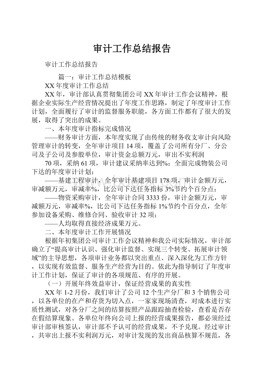 审计工作总结报告.docx_第1页