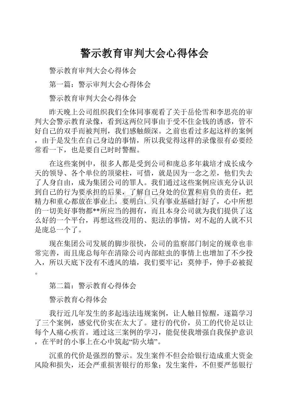 警示教育审判大会心得体会.docx_第1页