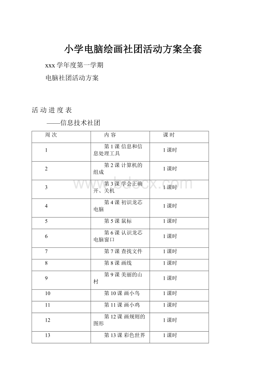 小学电脑绘画社团活动方案全套.docx_第1页