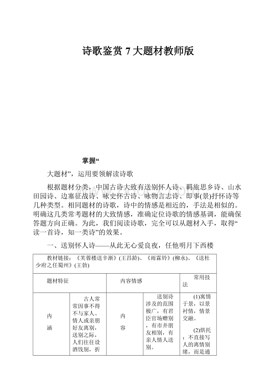 诗歌鉴赏7大题材教师版.docx