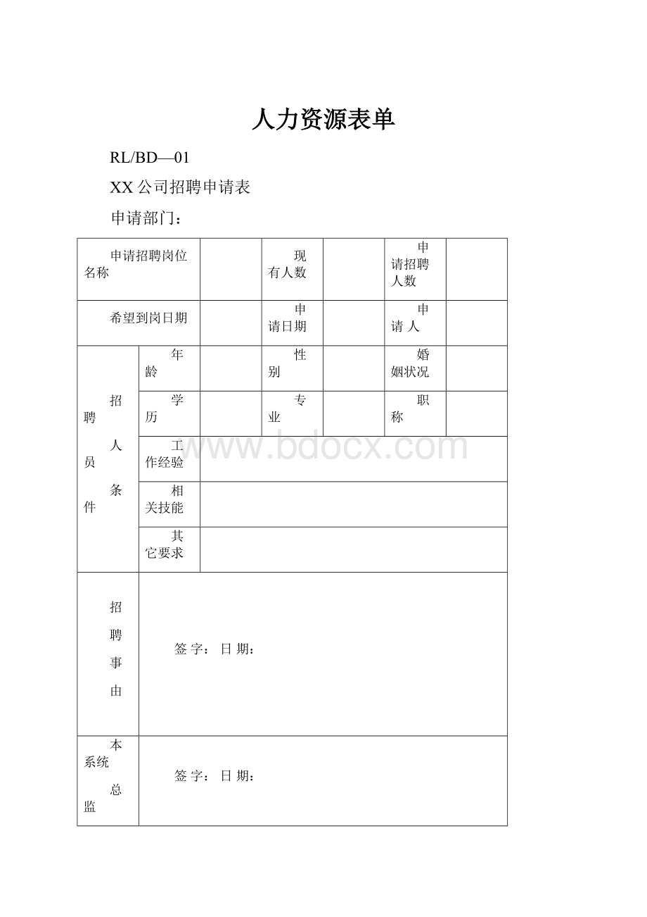 人力资源表单.docx