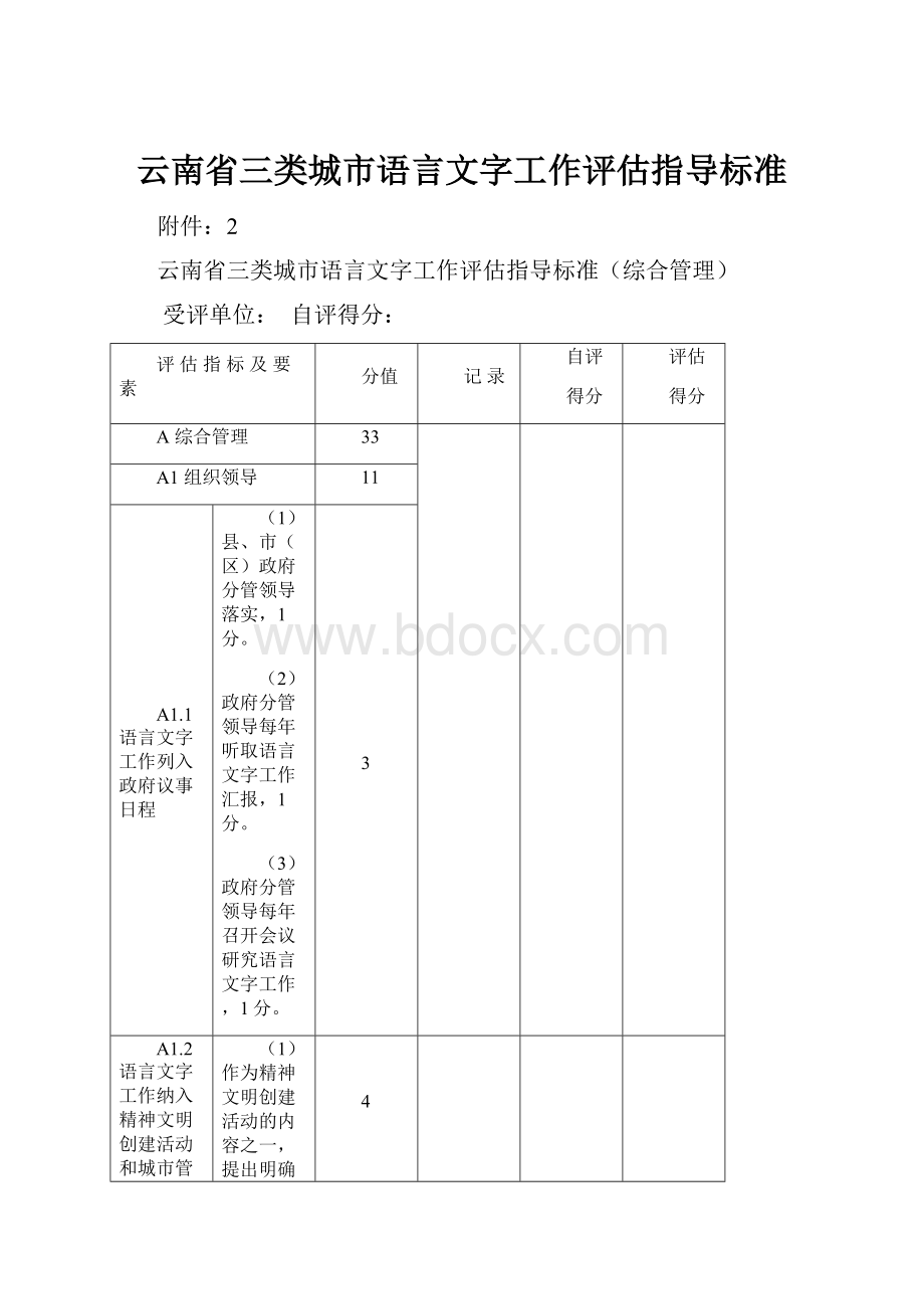 云南省三类城市语言文字工作评估指导标准.docx_第1页