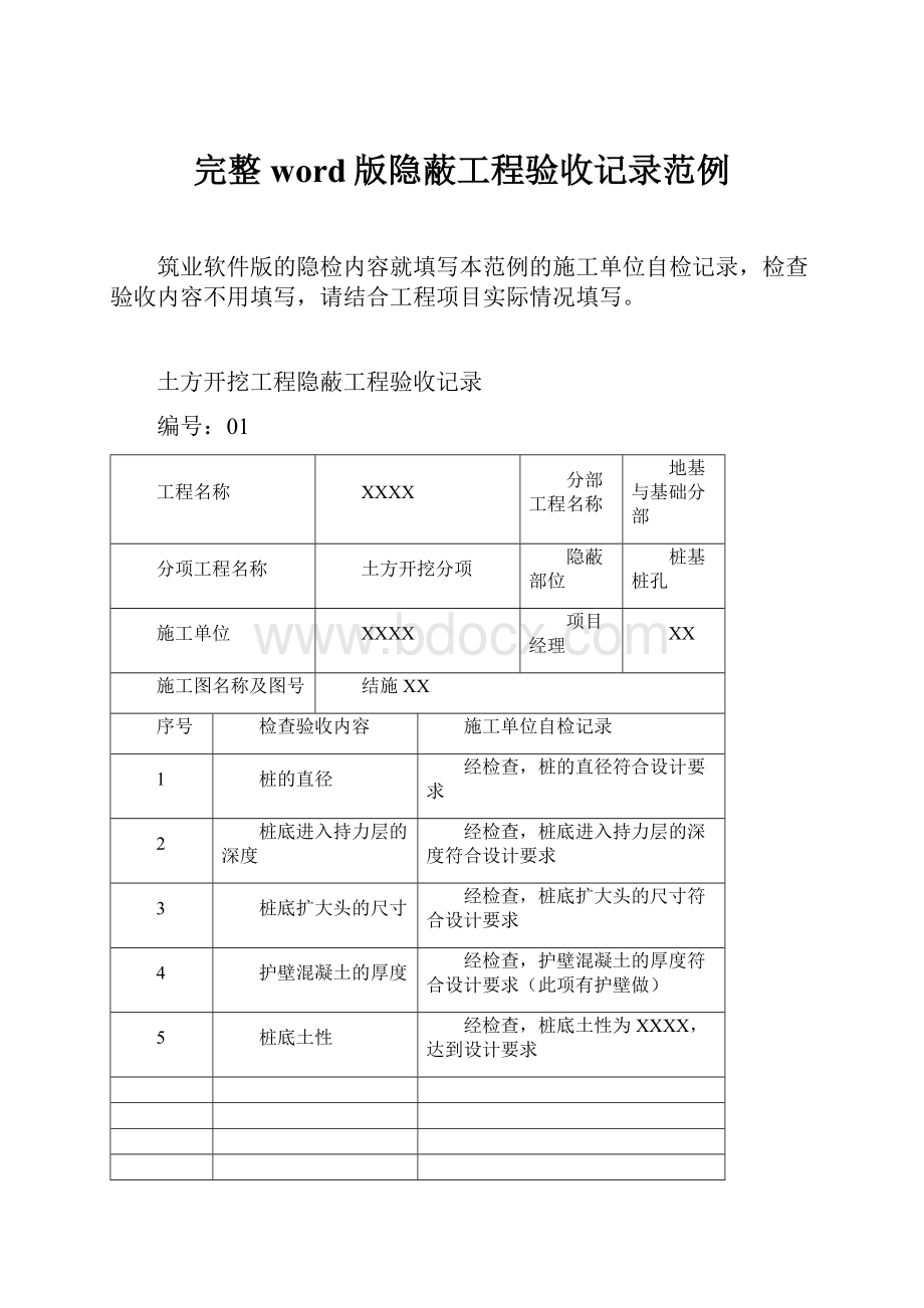 完整word版隐蔽工程验收记录范例.docx_第1页