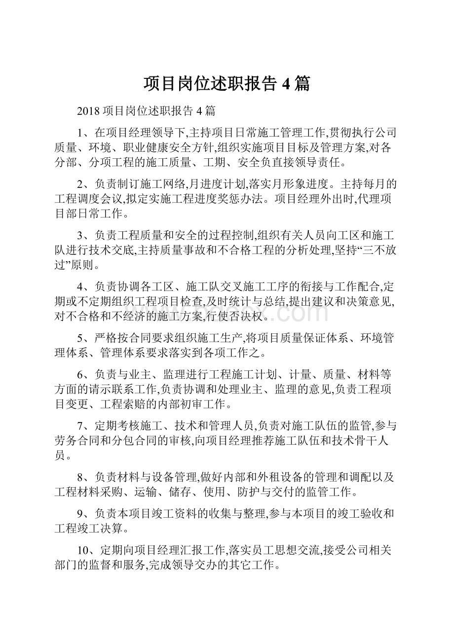 项目岗位述职报告4篇.docx