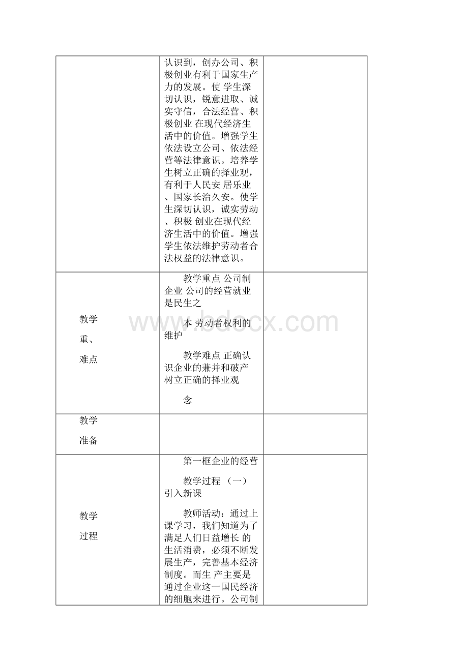 人教版高中政治必修1第二单元生产劳动与经营第五课企业与劳动者教案2.docx_第3页