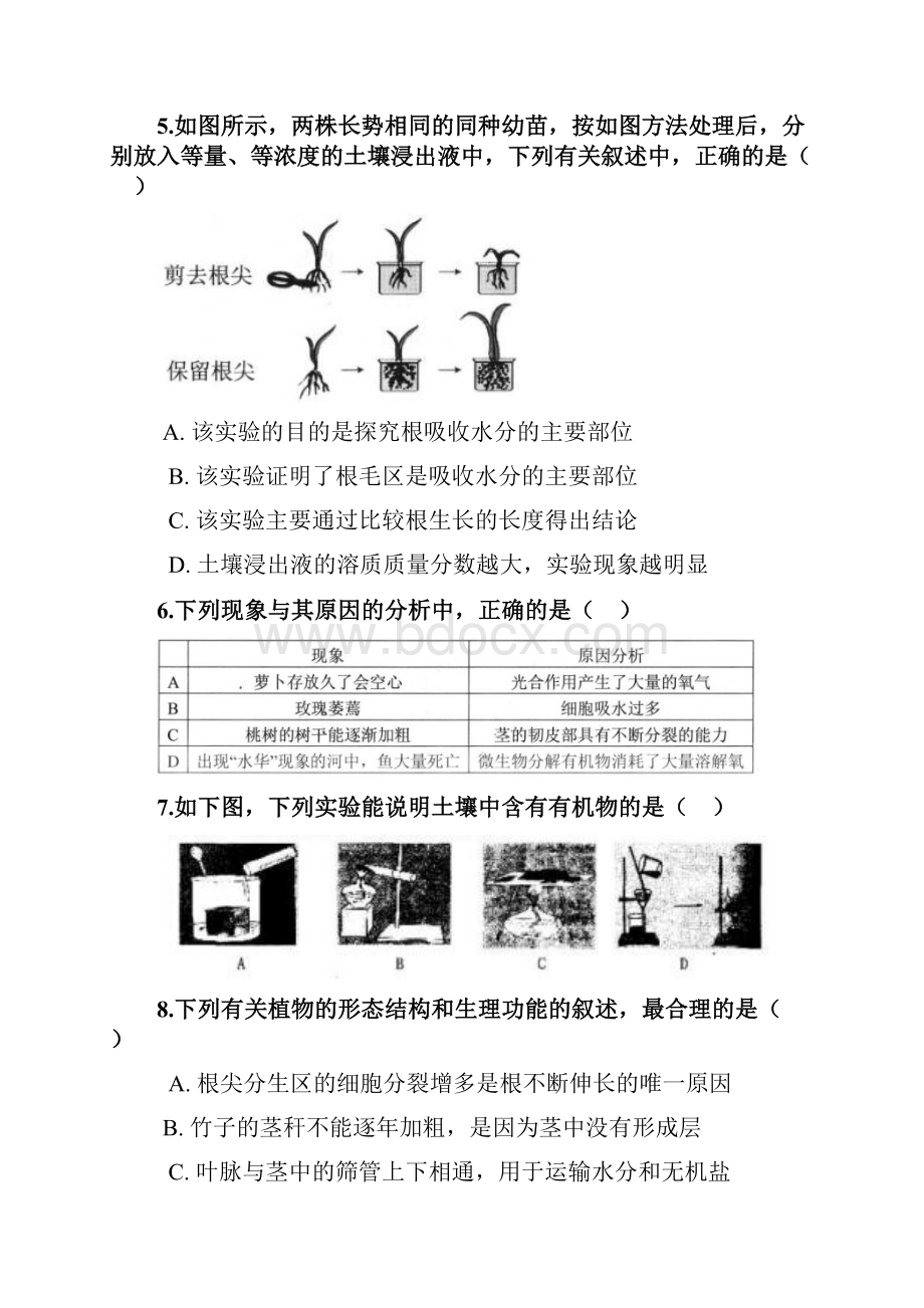 浙教版科学八年级下册先人一步寒假培优训练三十七植物与土壤3.docx_第3页