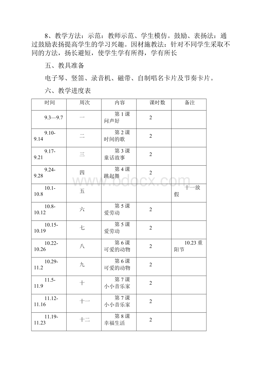 二年级其它课程人音版小学二年级音乐学期教学计划.docx_第3页