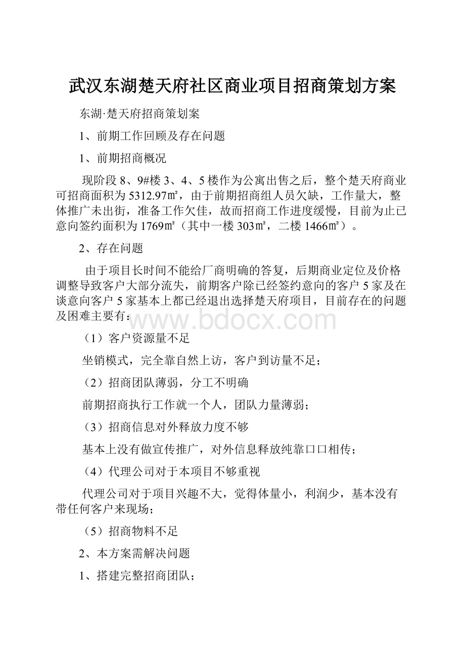 武汉东湖楚天府社区商业项目招商策划方案.docx_第1页