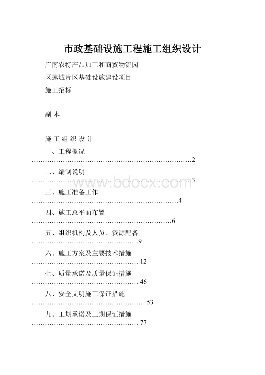 市政基础设施工程施工组织设计.docx