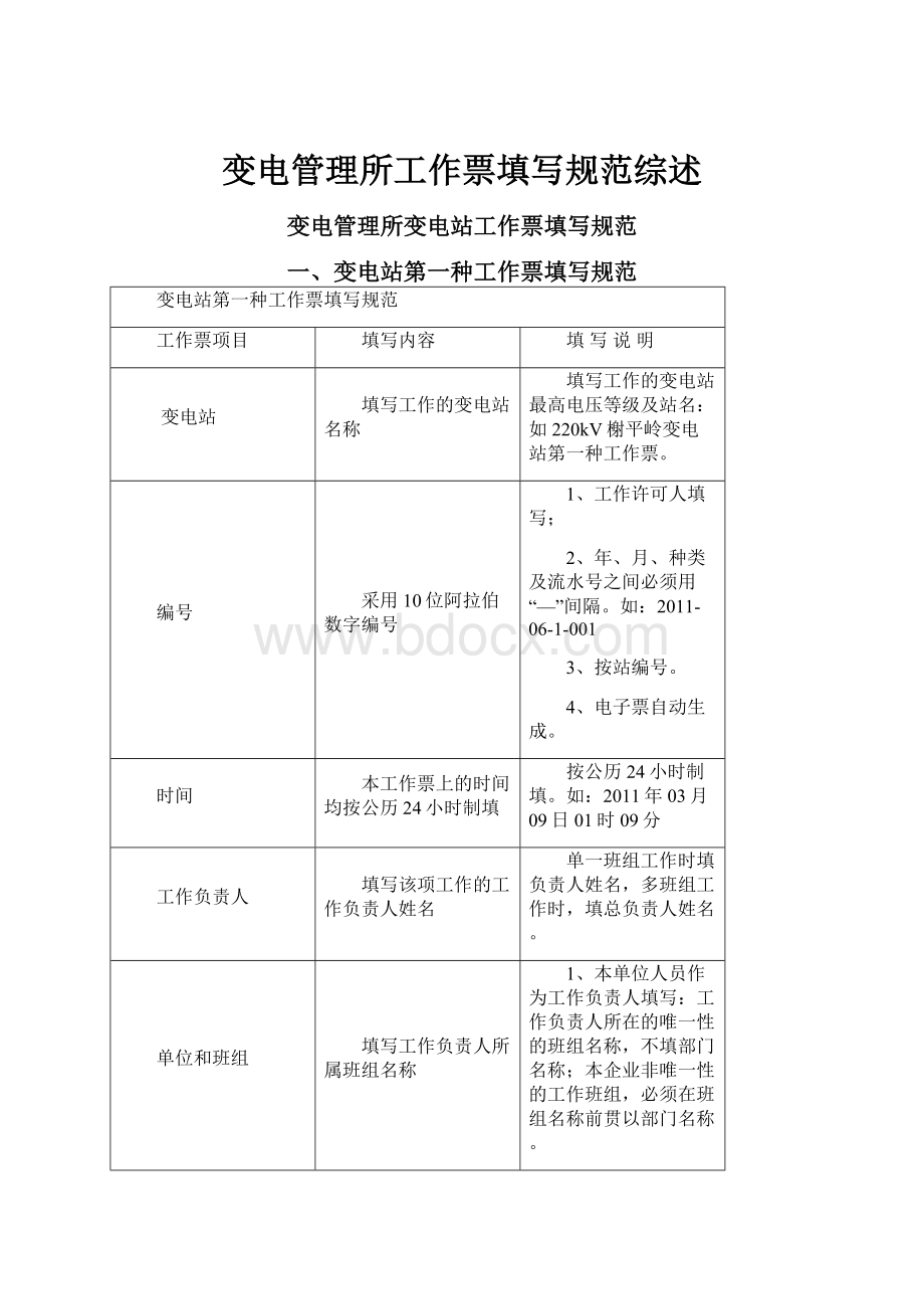 变电管理所工作票填写规范综述.docx_第1页