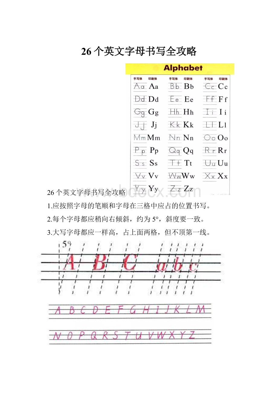 26个英文字母书写全攻略.docx