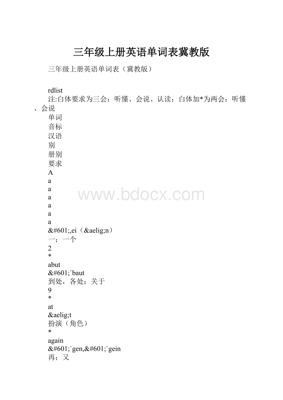 三年级上册英语单词表冀教版.docx_第1页