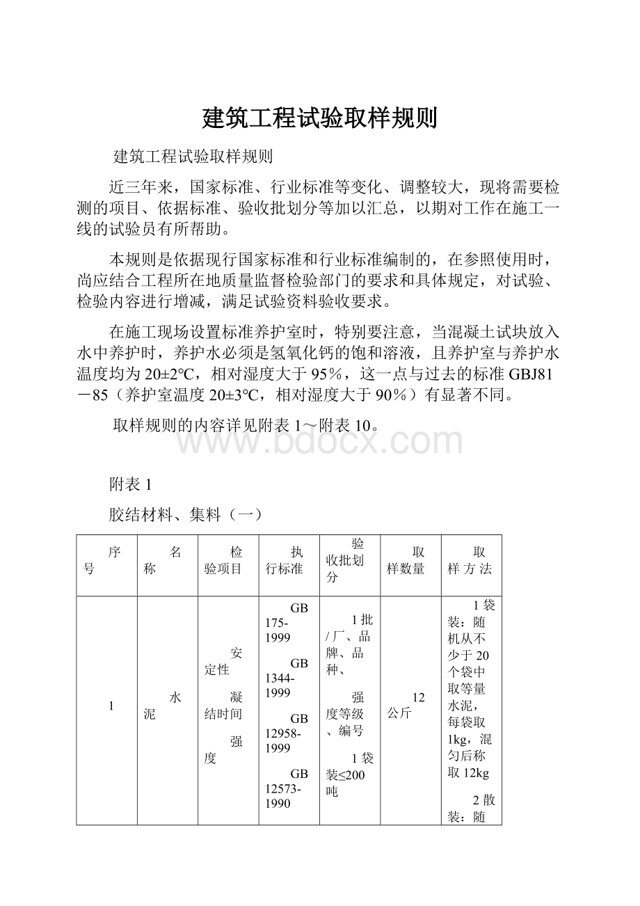 建筑工程试验取样规则.docx