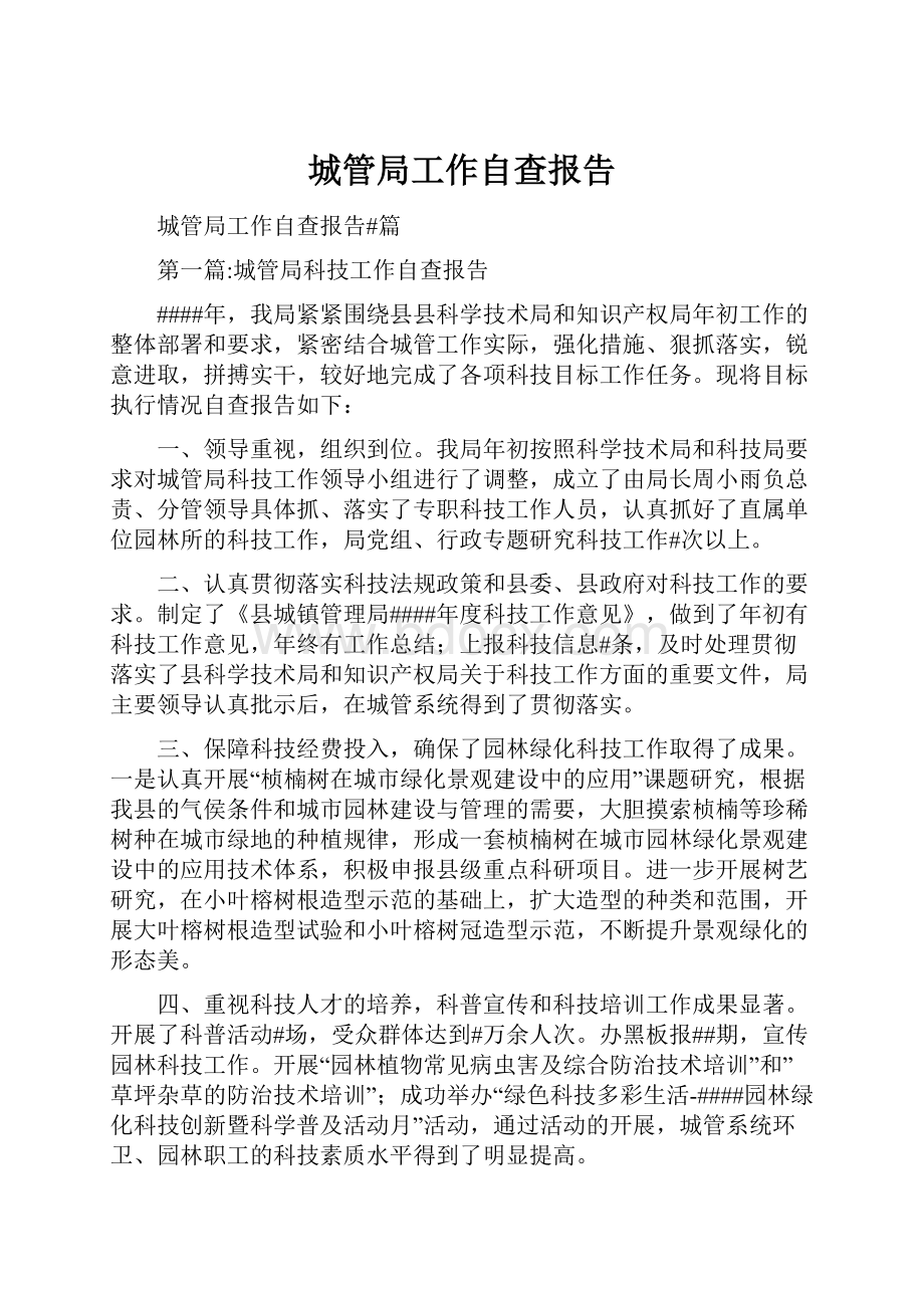 城管局工作自查报告.docx