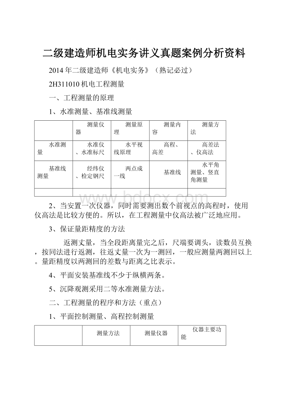 二级建造师机电实务讲义真题案例分析资料.docx_第1页