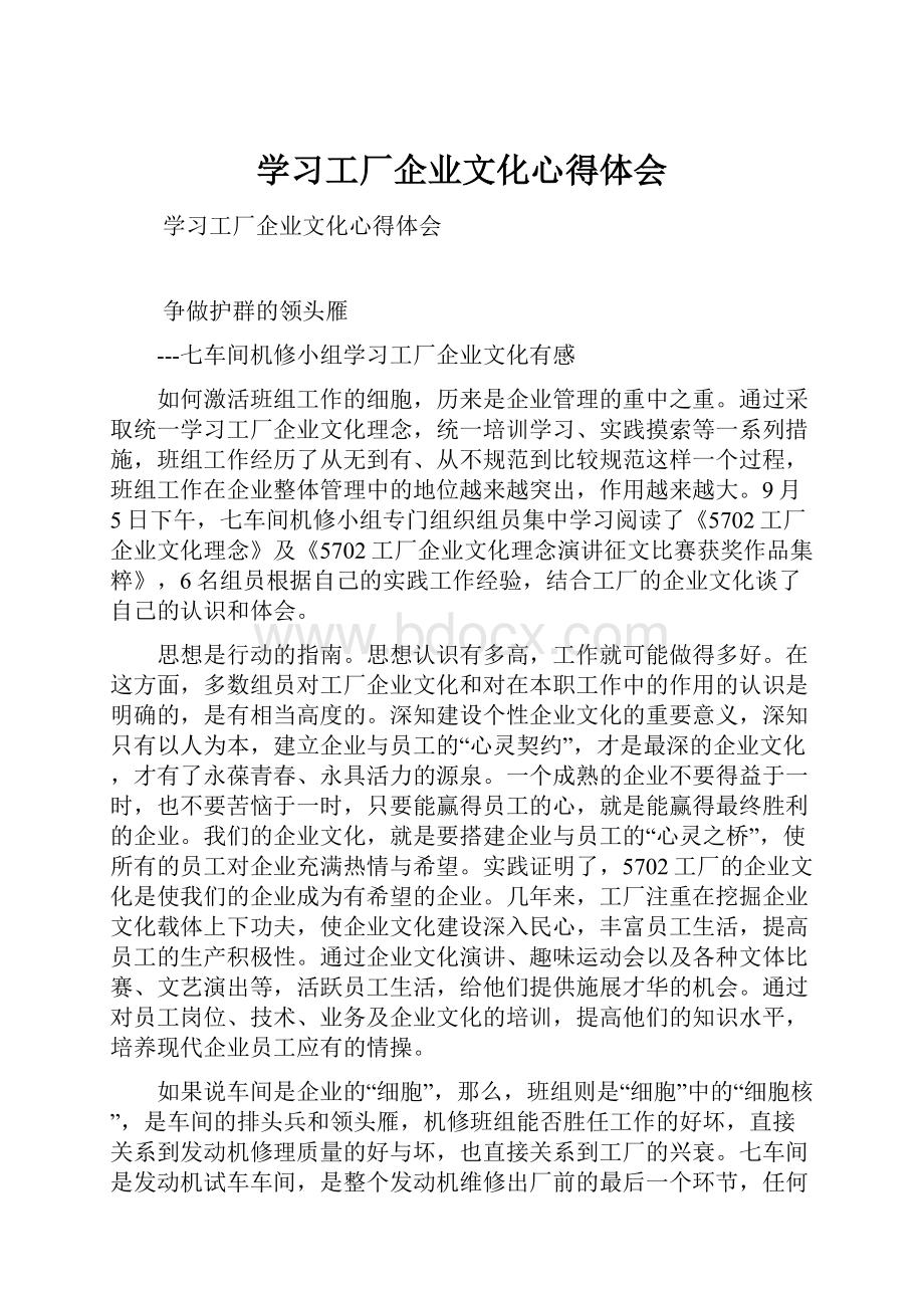 学习工厂企业文化心得体会.docx