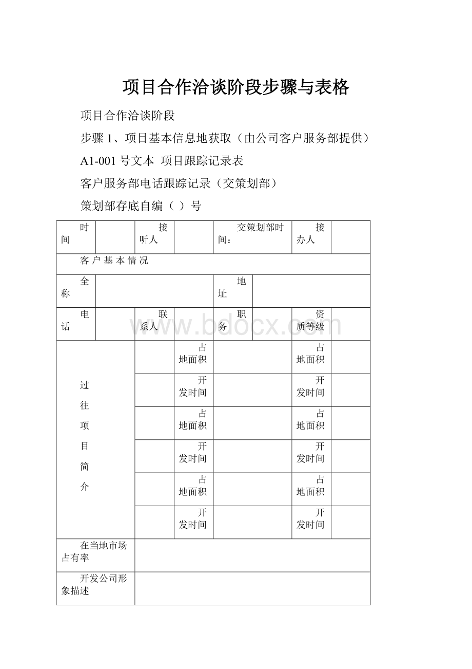 项目合作洽谈阶段步骤与表格.docx