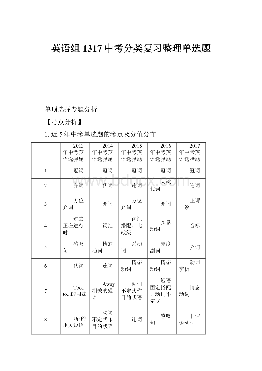 英语组1317中考分类复习整理单选题.docx