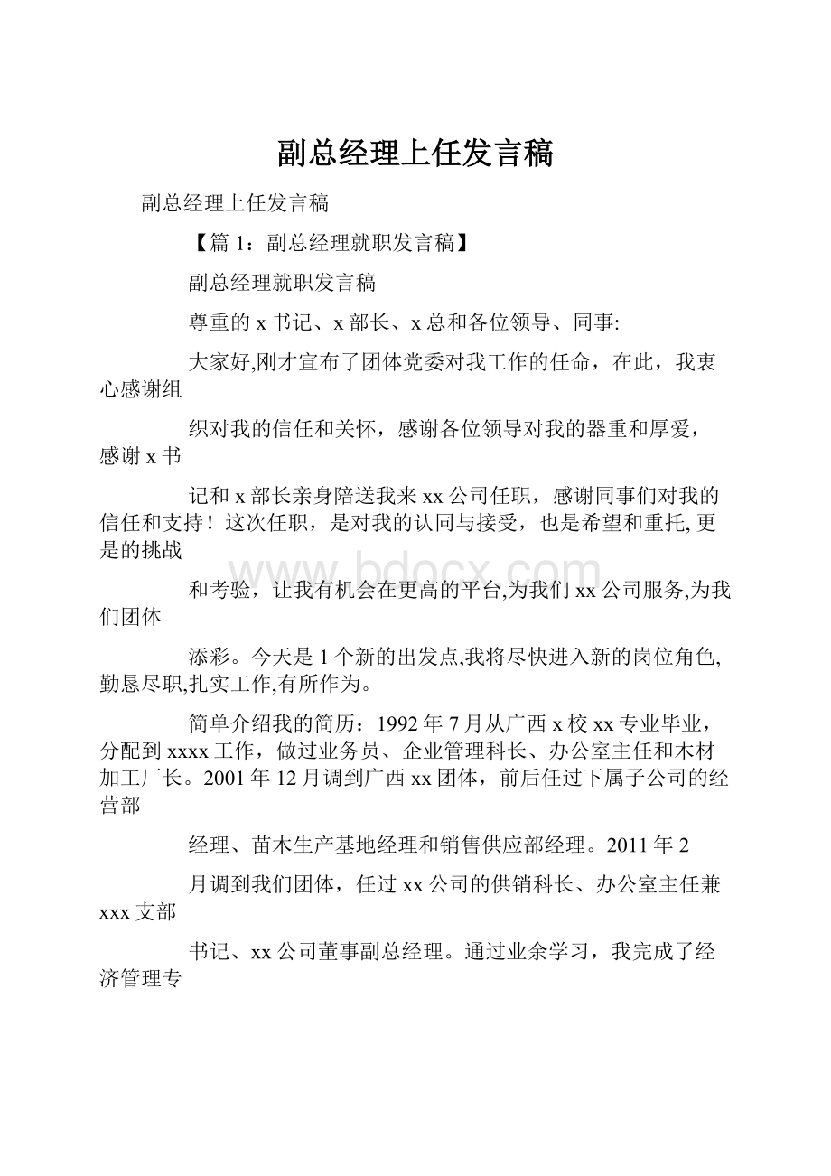 副总经理上任发言稿.docx