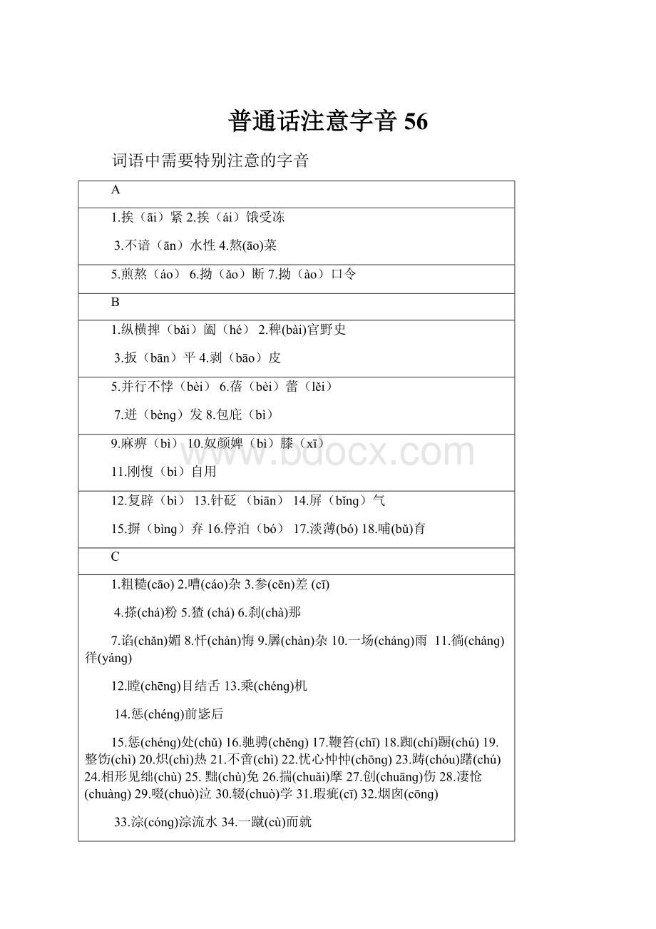 普通话注意字音56.docx_第1页