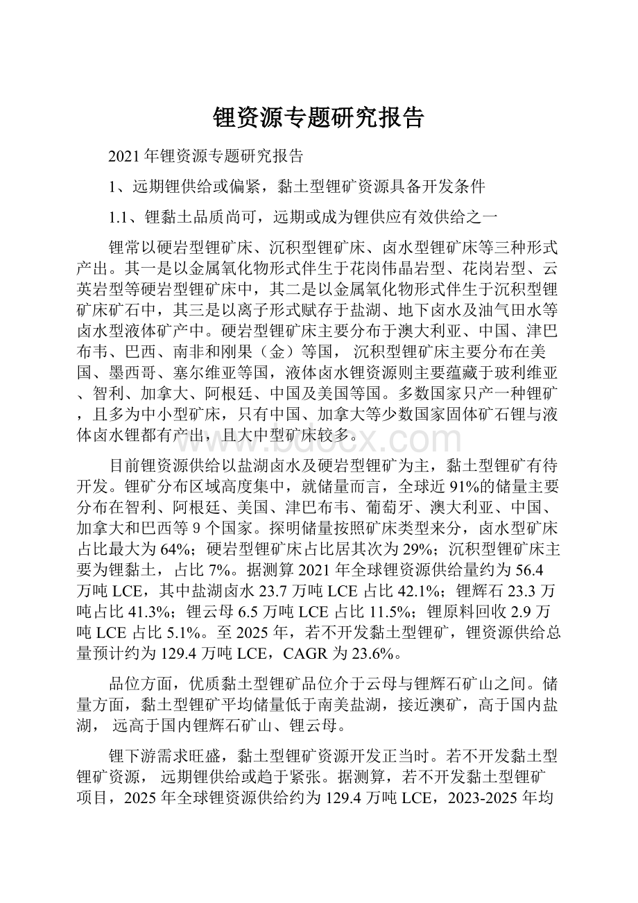 锂资源专题研究报告.docx