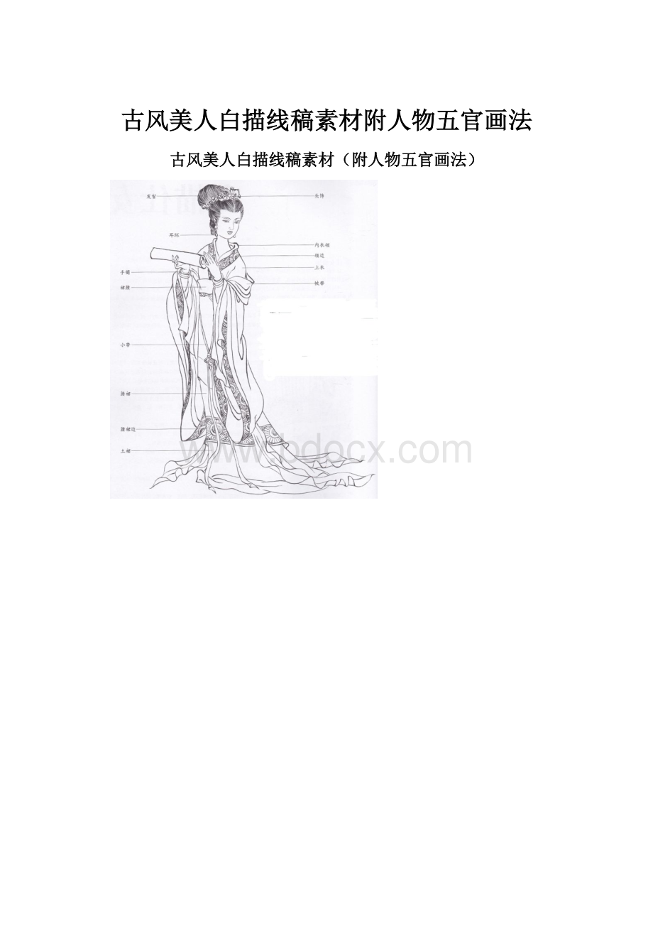 古风美人白描线稿素材附人物五官画法.docx