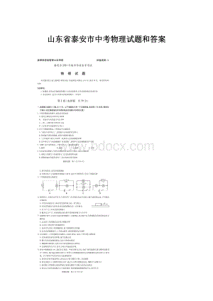 山东省泰安市中考物理试题和答案.docx