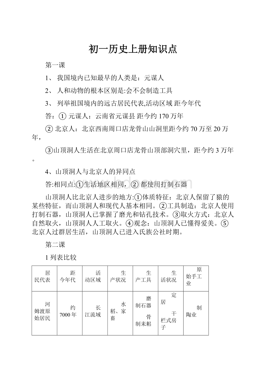 初一历史上册知识点.docx