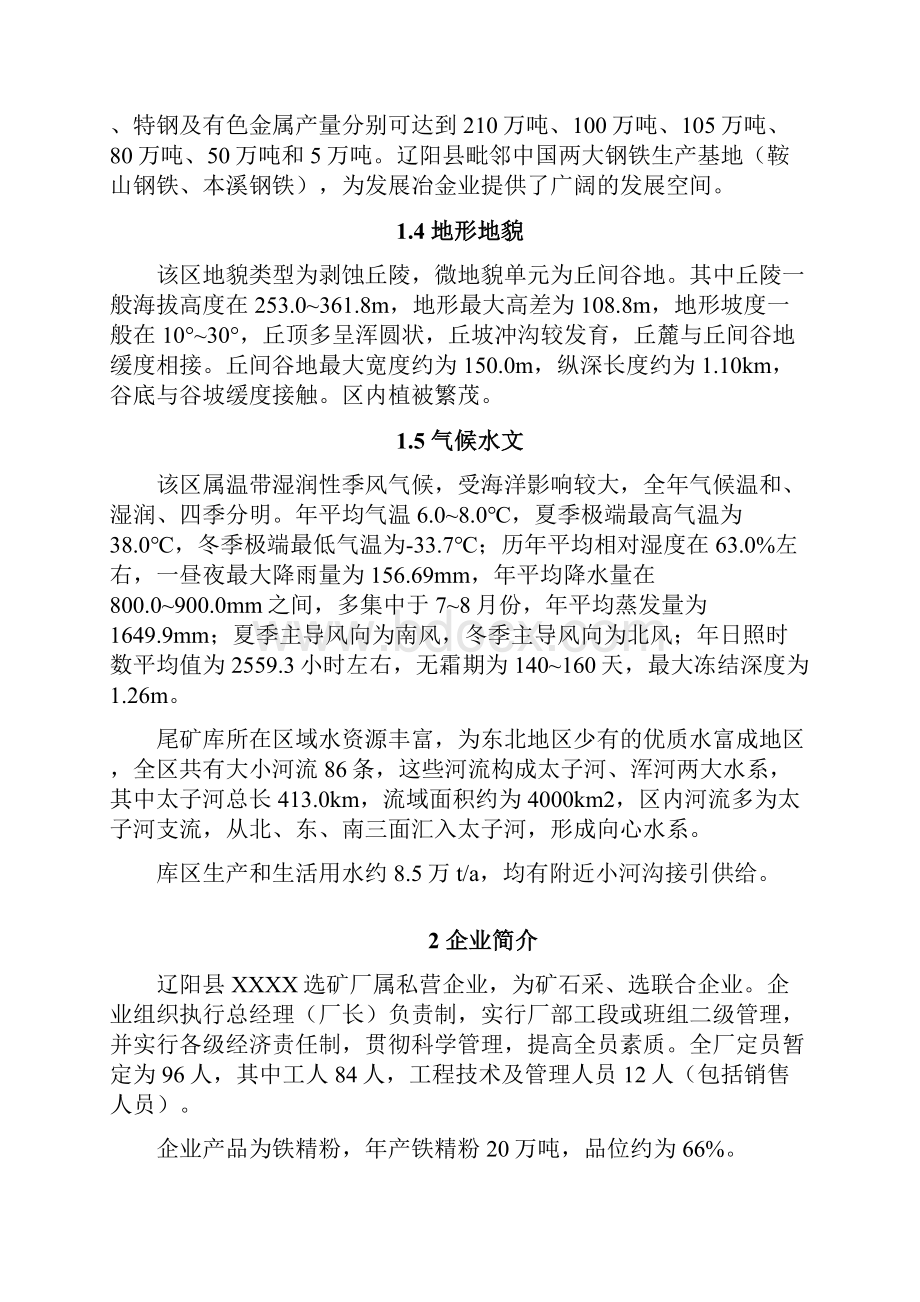 XX选矿厂尾矿库建设项目可行性研究报告.docx_第3页