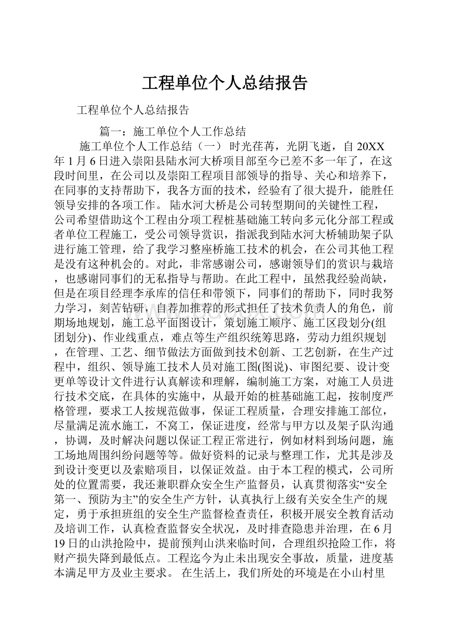 工程单位个人总结报告.docx