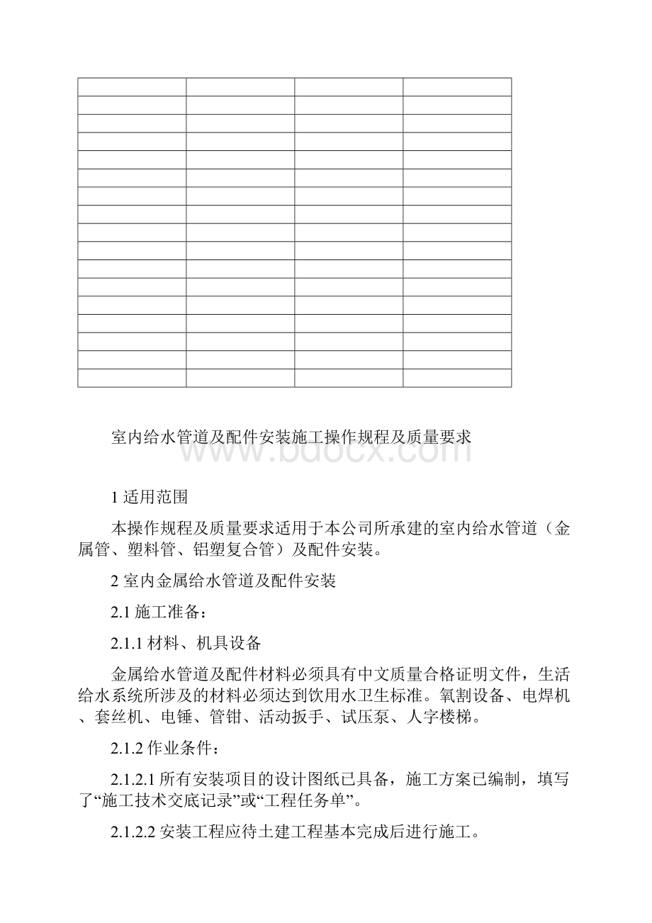 给水管道及配件安装施工操作规程及质量要求.docx_第2页