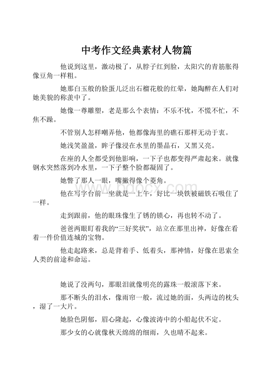 中考作文经典素材人物篇.docx