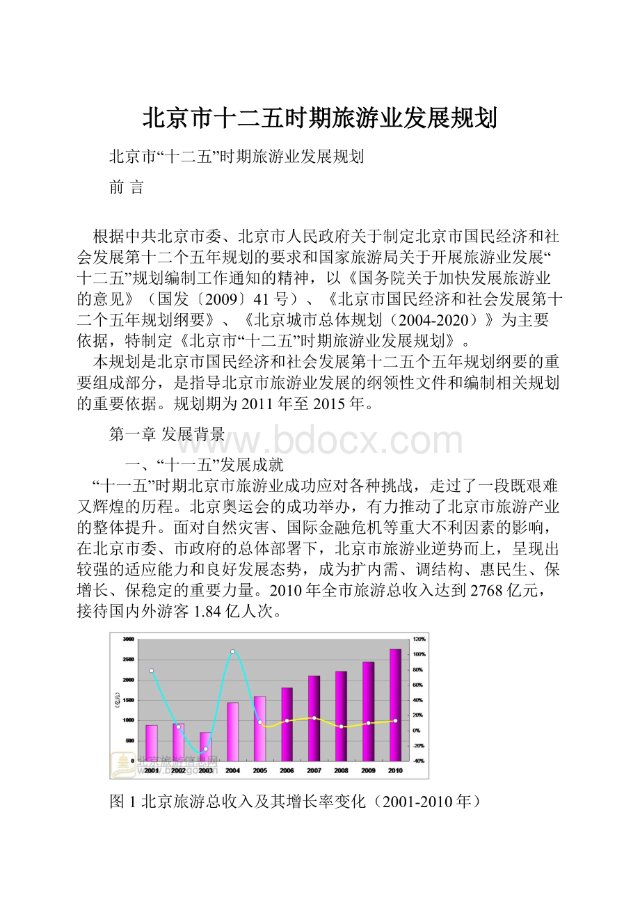 北京市十二五时期旅游业发展规划.docx