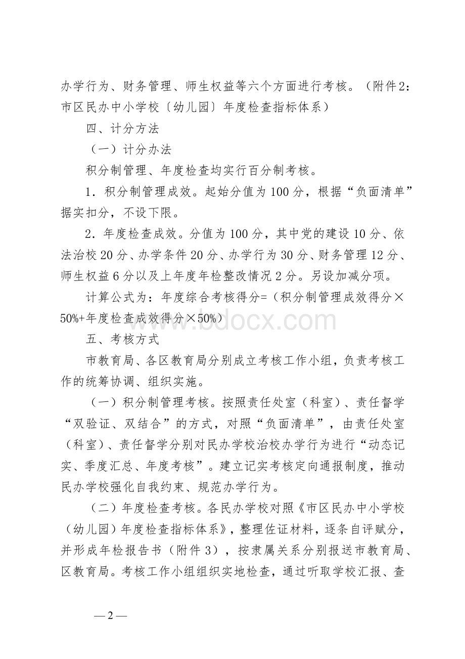 民办学校规范办学（园）积分制管理和年度检查综合考核办法.docx_第2页