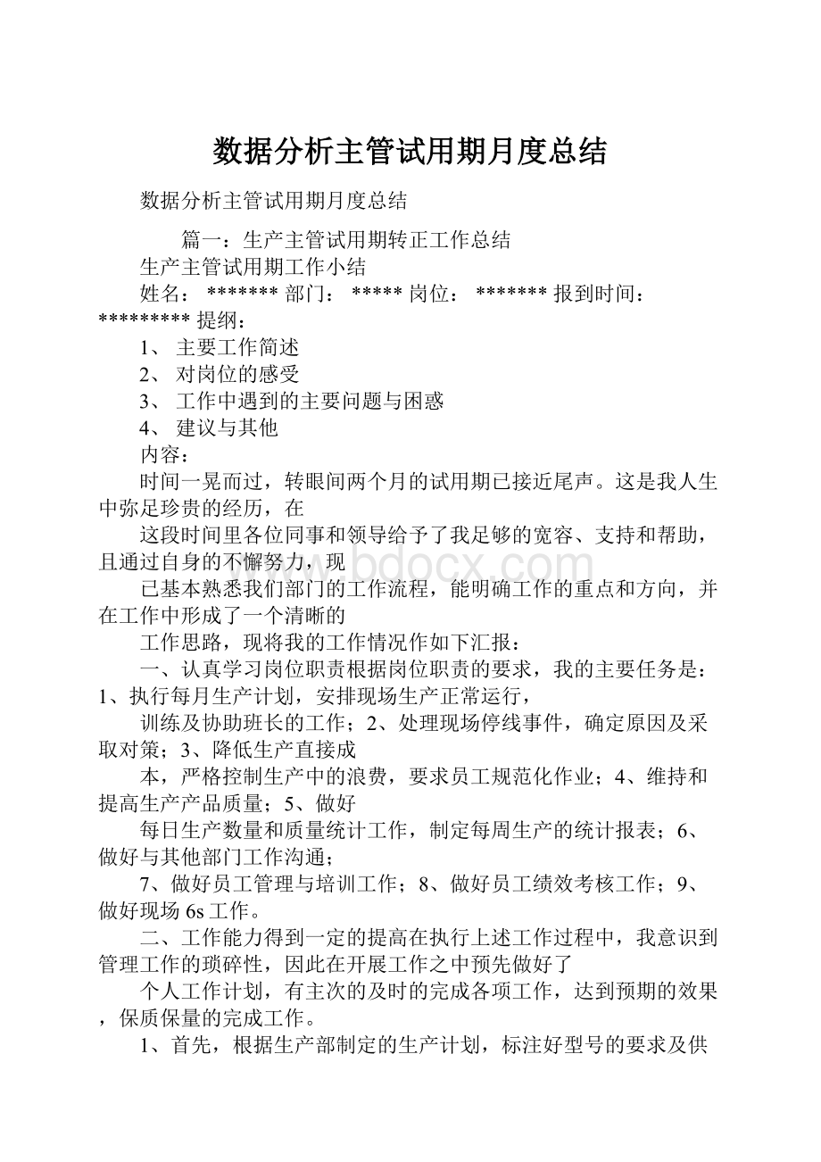 数据分析主管试用期月度总结.docx