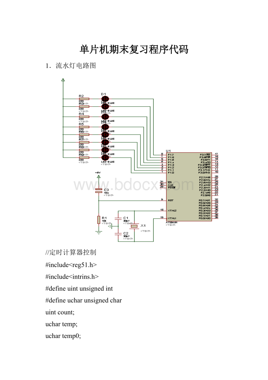 单片机期末复习程序代码.docx