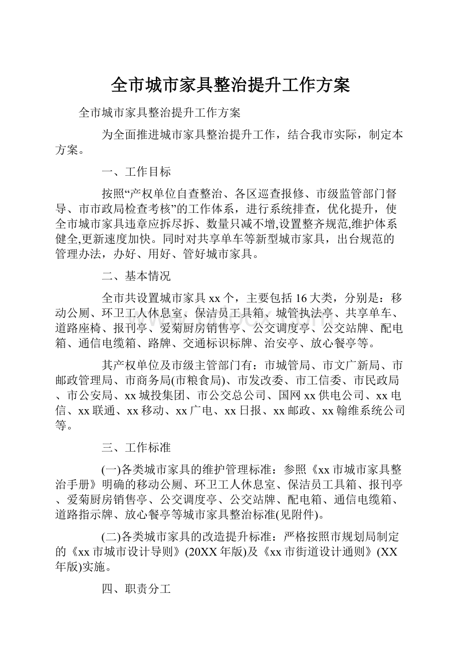 全市城市家具整治提升工作方案.docx