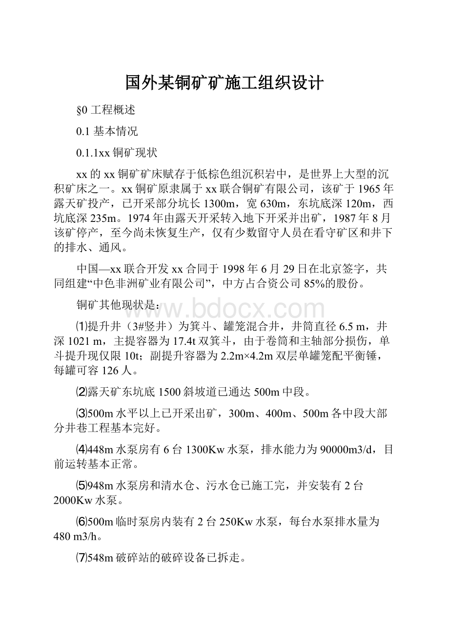 国外某铜矿矿施工组织设计.docx