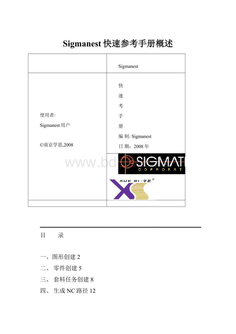 Sigmanest快速参考手册概述.docx