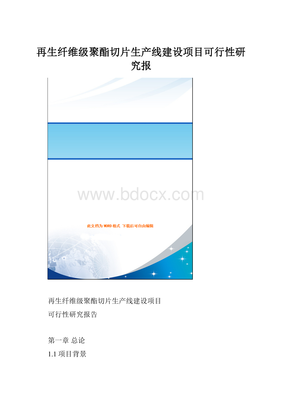 再生纤维级聚酯切片生产线建设项目可行性研究报.docx_第1页