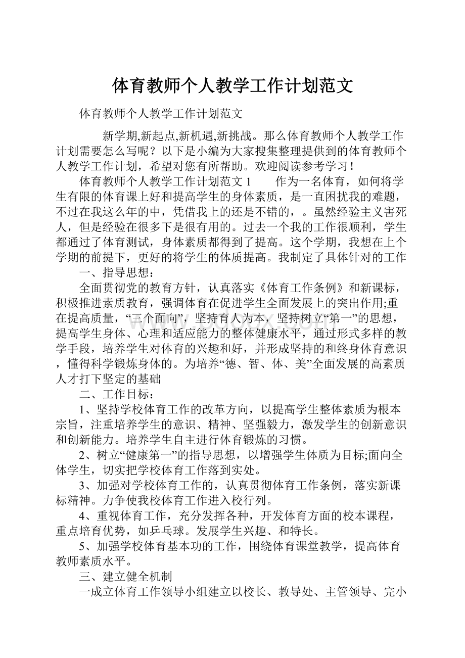 体育教师个人教学工作计划范文.docx