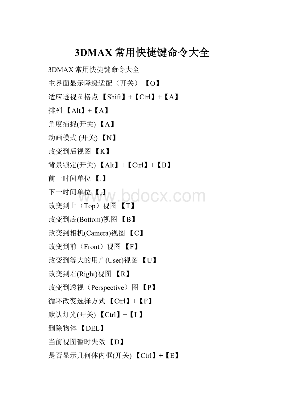 3DMAX常用快捷键命令大全.docx