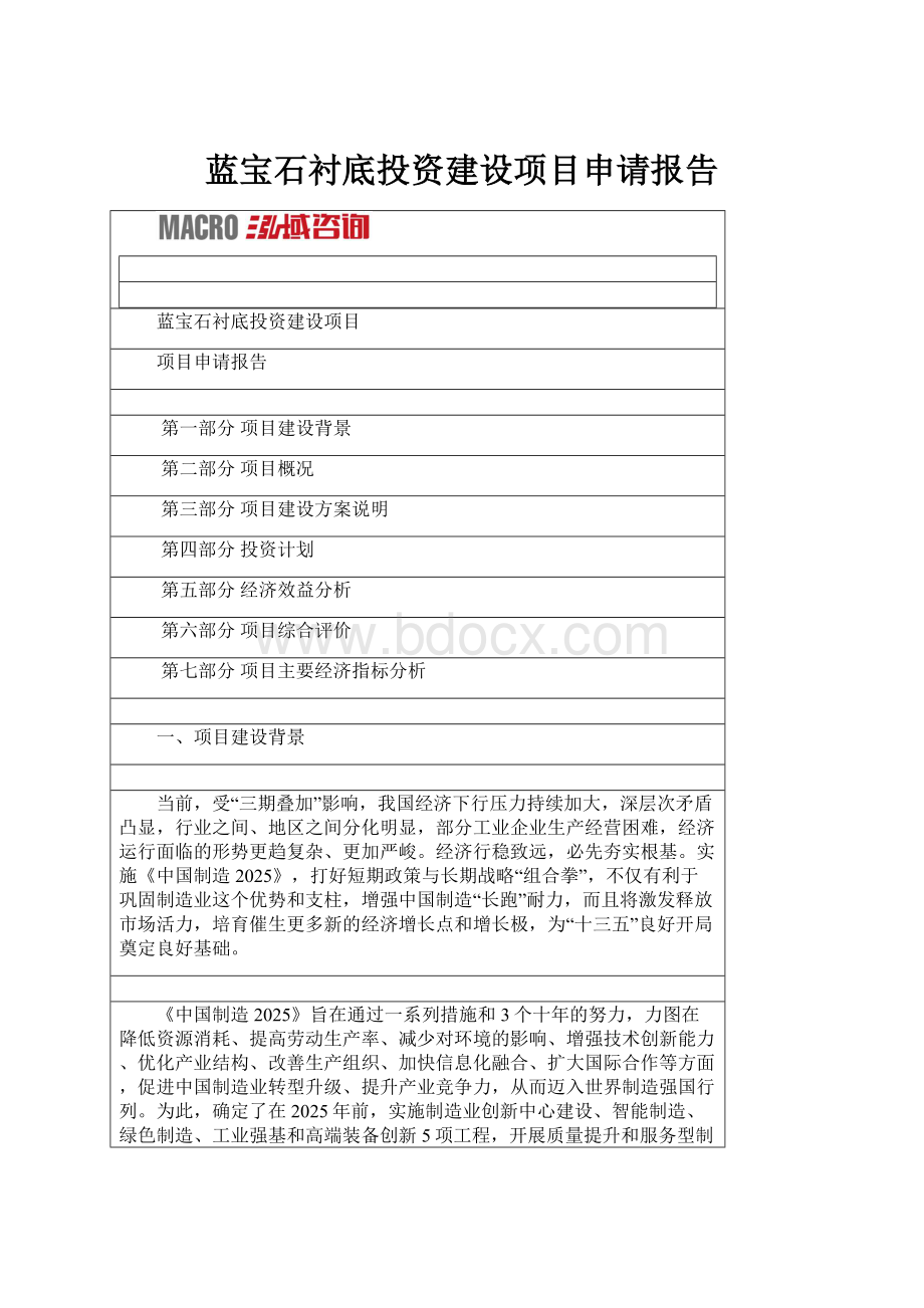 蓝宝石衬底投资建设项目申请报告.docx