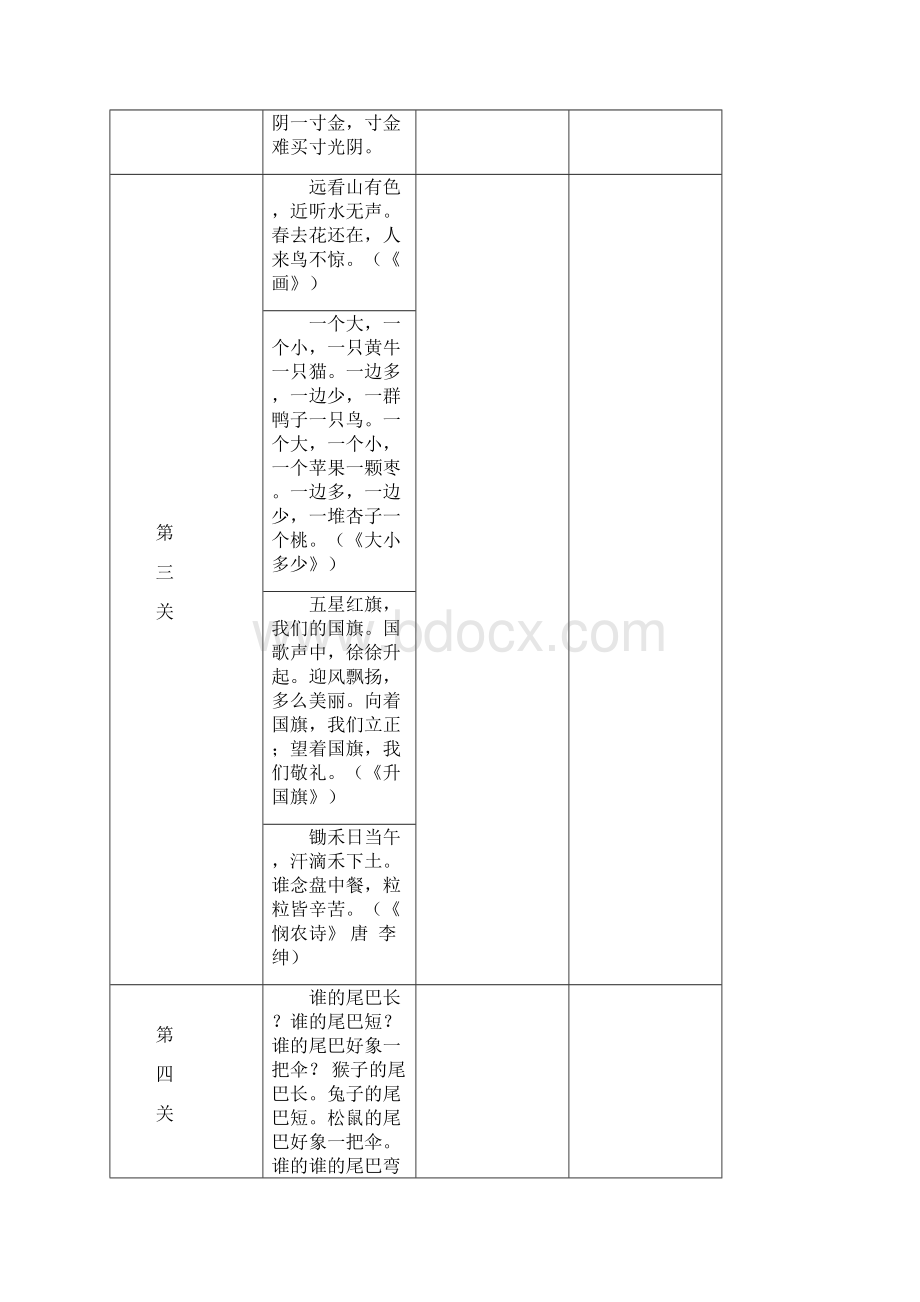 暑假学习部编版小学16年级语文上册课文背诵闯关表.docx_第3页