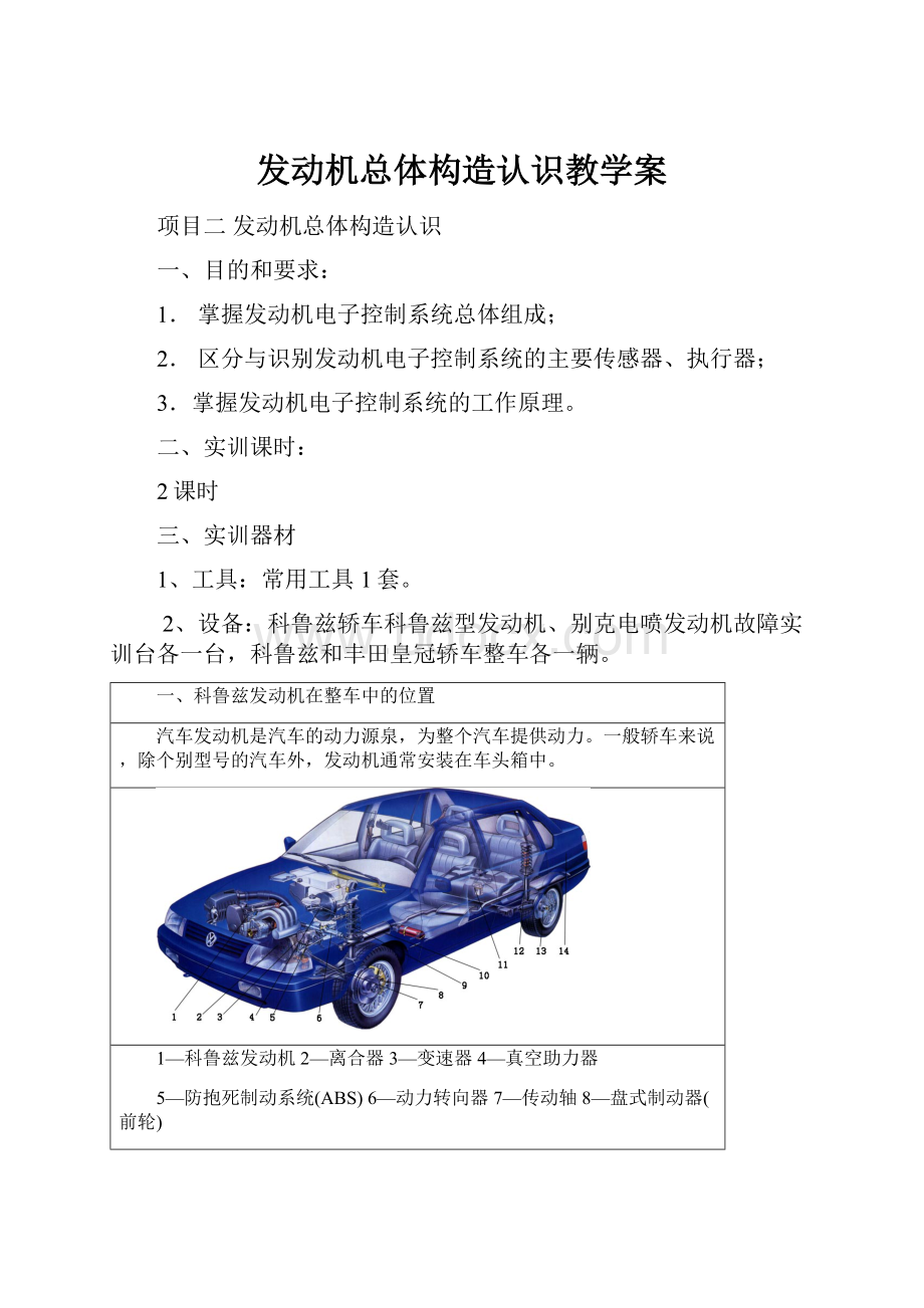 发动机总体构造认识教学案.docx_第1页