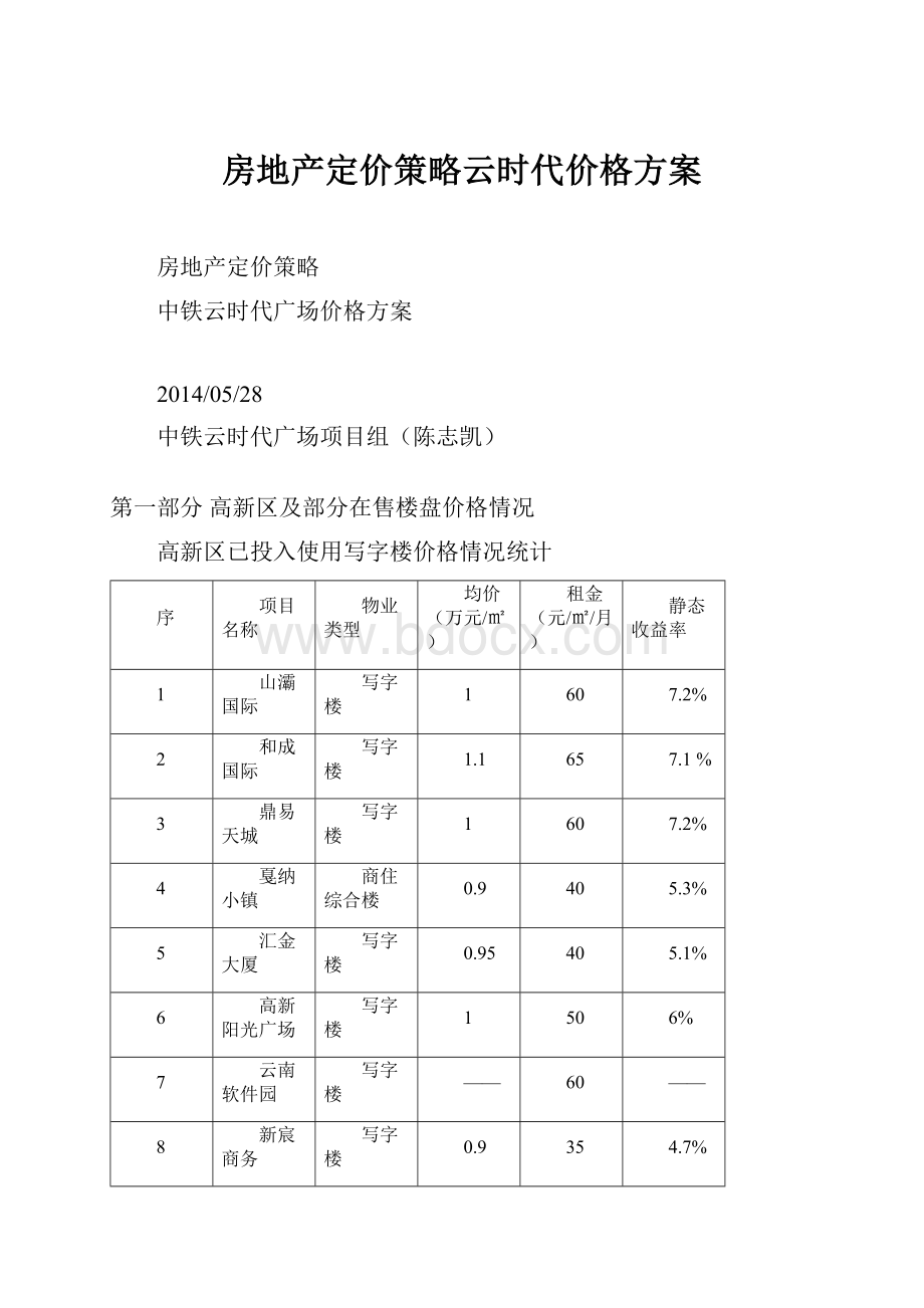 房地产定价策略云时代价格方案.docx