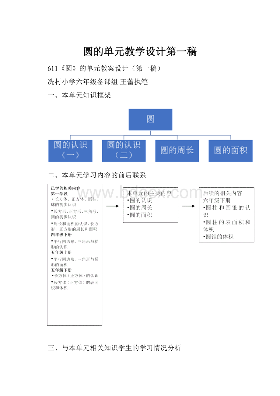 圆的单元教学设计第一稿.docx_第1页