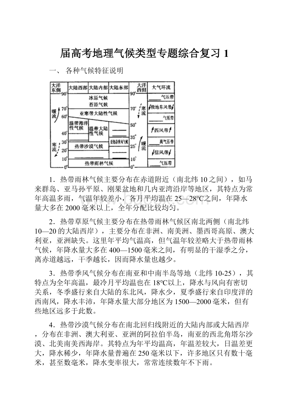 届高考地理气候类型专题综合复习1.docx