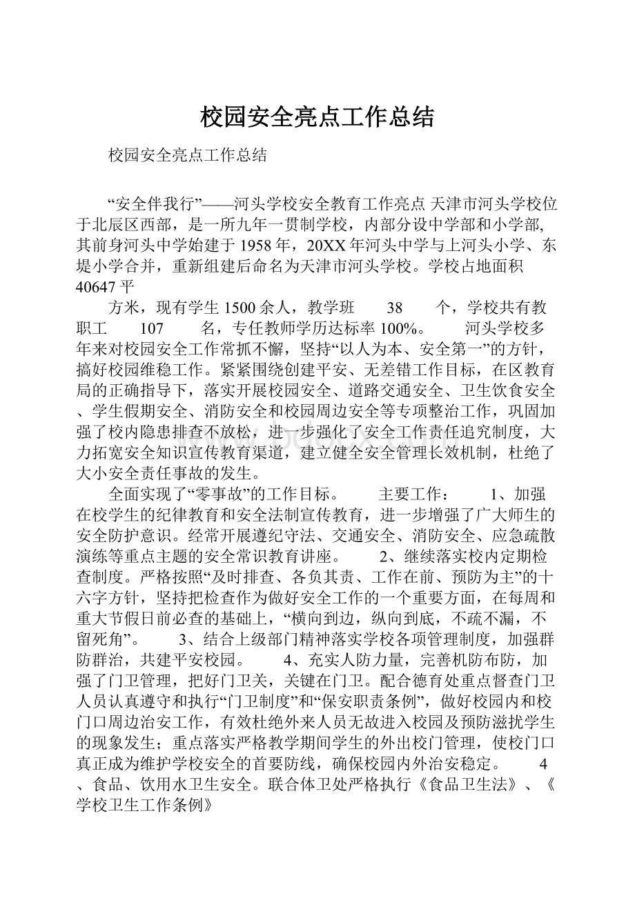 校园安全亮点工作总结.docx