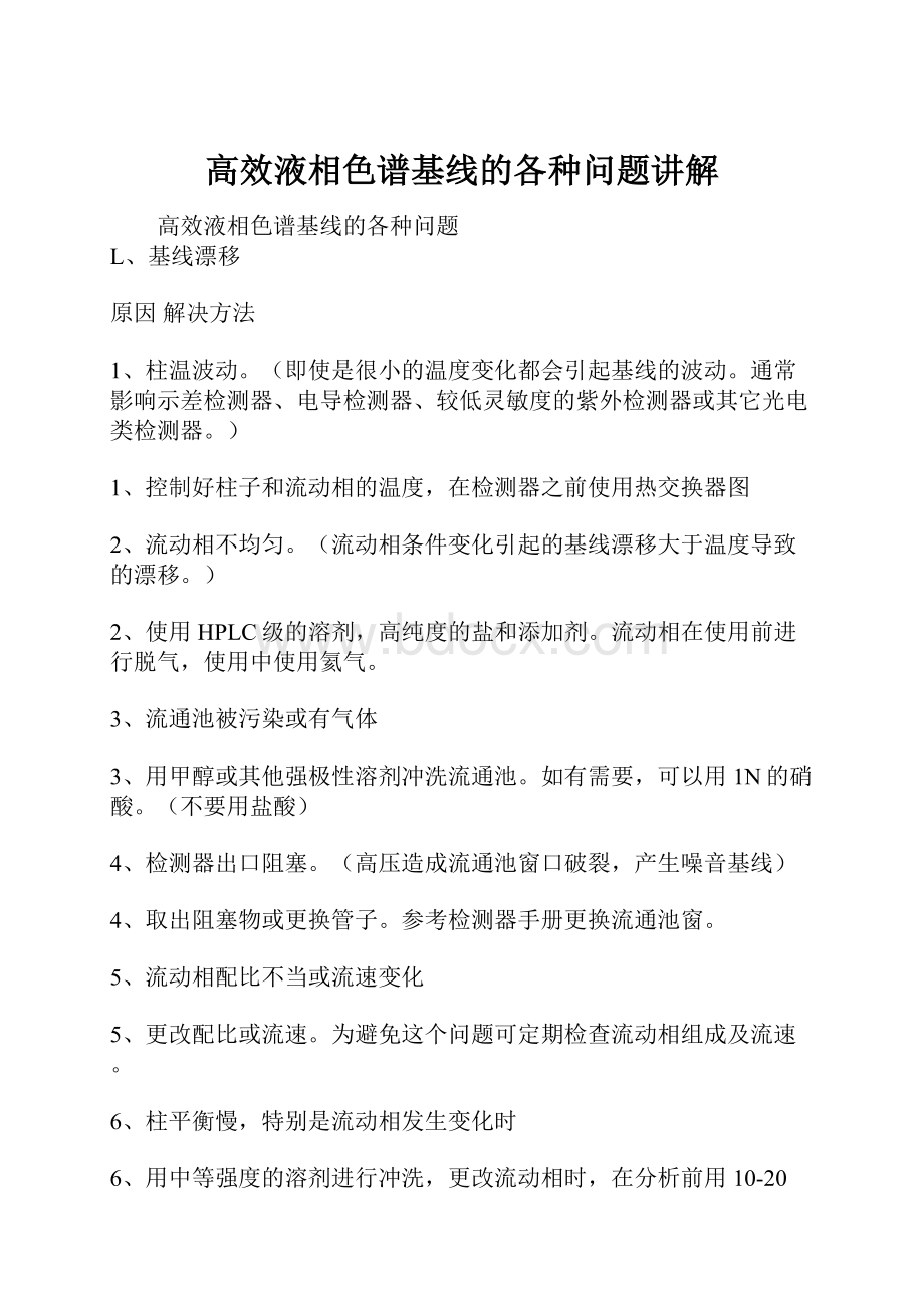 高效液相色谱基线的各种问题讲解.docx